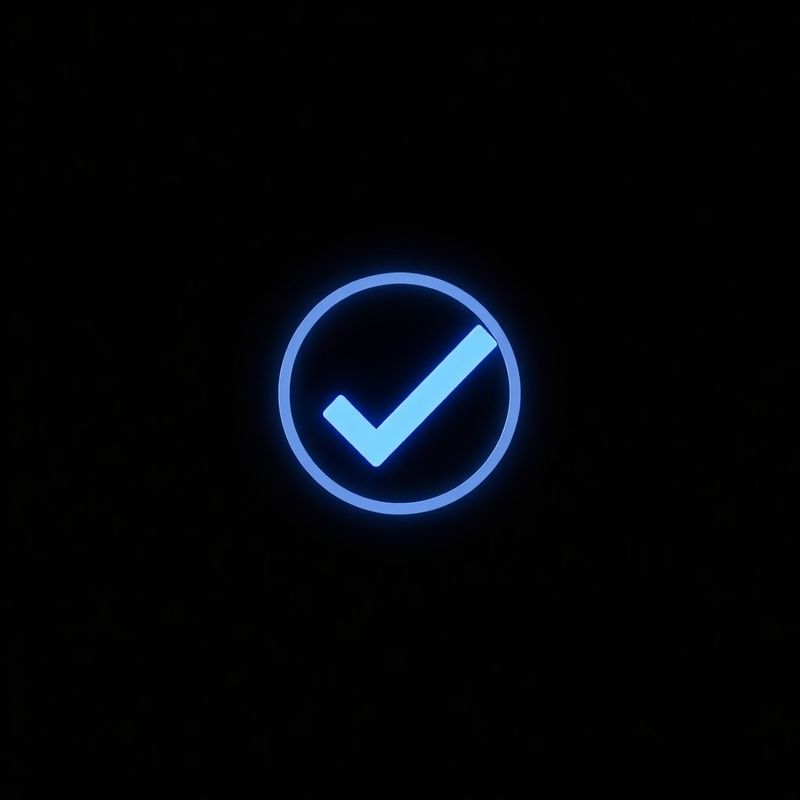 Soft glowing indigo confirmation checkmark on a dark minimal background